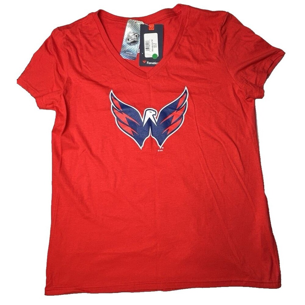NHL Washington Capitals Women's Red Graphic Tee Medium V-Neck T-Shirt